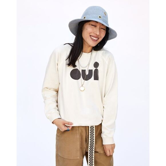 CLARE V Light Denim Bucket hat Women XS Small Light Blue Herringbone Grommet NEW - Picture 1 of 11